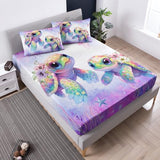 UEVBF Kids Twin Fitted Sheet Set Sea Turtle Bedding Set,Waterweed Jellyfish Starfish Pattern Bedding Fitted Sheet Set for Kids Girls Boys Room Decor,1 Fitted Sheet+2 Pillowcases. UEVBF