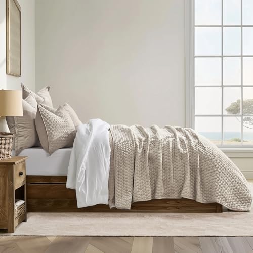 EVERGRACE Luxury Velvet Quilt Set King Size 3 Piece, Soft Cross-Stitch Velvet Comforter Set with Pillow Shams, Lightweight Coverlet Bedspread Bedding Set for All Seasons, Light Taupe EVERGRACEHOME