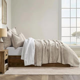 EVERGRACE Luxury Velvet Quilt Set King Size 3 Piece, Soft Cross-Stitch Velvet Comforter Set with Pillow Shams, Lightweight Coverlet Bedspread Bedding Set for All Seasons, Light Taupe EVERGRACEHOME