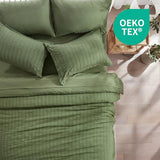 Zzlpp King Size Comforter Set 7 Pieces, Olive Green Seersucker Bed in a Bag with Sheets, All Season Bedding Sets with 1 Comforter, 2 Pillow Shams, 2 Pillowcases, 1 Flat Sheet, 1 Fitted Sheet Zzlpp