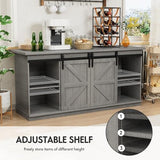 Shahoo Farmhouse Sideboard Buffet Cabinet, Coffee Bar Storage with Sliding Barn Doors, Shelf for Home Dining Room, 27.5 Height, Grey Shahoo