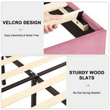 VECELO Full Size Upholstered Platform Bed Frame with 4 Drawers&Tufted Adjustable Headboard/Mattress Foundation/Wood Slat Support,Easy Assembly,Pink VECELO