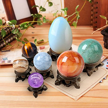 15 Pcs Mini Wooden Crystal Sphere Stands, Wooden Display Stand Crystal Ball Stand Globe Gem Base Hollow Quartz Ball Orb Holder Egg Base Wood Stand Decor Display, 0.8 Inch, 1.18 Inch, 1.57 Inc - WoodArtSupply