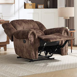 CANMOV Manual Recliner Chair, Classic and Traditional Fabric Recliner Chair with Comfortable Arms and Back Single Sofa for Living Room, Chocolate Brown