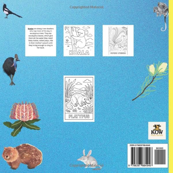 Australian Wildlife Coloring Book with Fun Facts for Kids: Learn About 26 Amazing Australian Animals – Educational and Fun Coloring for Ages 2–12 (Part A of 2) Majosta