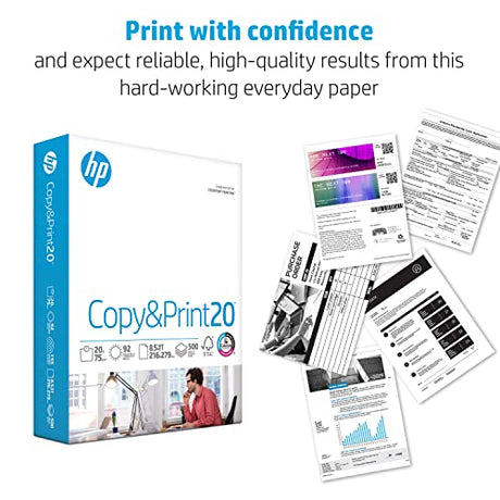 HP Printer Paper | 8.5 x 11 Paper | Copy &Print 20 lb | 1 Ream Case - 500 Sheets| 92 Bright | FSC Certified | 200060 HP Papers