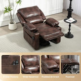 HOMCOM Power Lift Recliner Chair for Elderly, Wide Faux Leather Lift Chair with Vibration Massage and Heat, Overstuffed Reclining Single Sofa with Remote, USB Port, Side Pockets, Brown