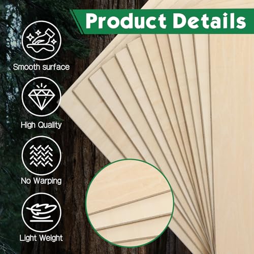 4 Pack Basswood Sheets 1/16x12x12 Inch,1/16 Basswood for Laser Cutting & Engraving, Thin Balsa Wood Sheets, Unfinished Wood for Crafts, Plywood Sheets for Models Making, Wood Burning and Painting. ESRICH