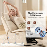 Power Recliner Chair Swivel Glider, 29" Extra Wide Seat with 270° Swivel, No Armrest Design, USB & Type-C Charging Ports, OEKO-TEX Fabric, Swivel Glider Recliner for Living Room, Easy Assembly, Beige