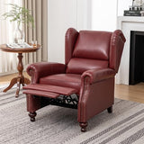 SHINE FURNISHING Genuine Leather Recliner Chair with Nailhead Trim, Mid Century Modern Push Back Recliner with Thick Cushioned Seat, Single Sofa & Accent Chair for Living Room (Burgundy)