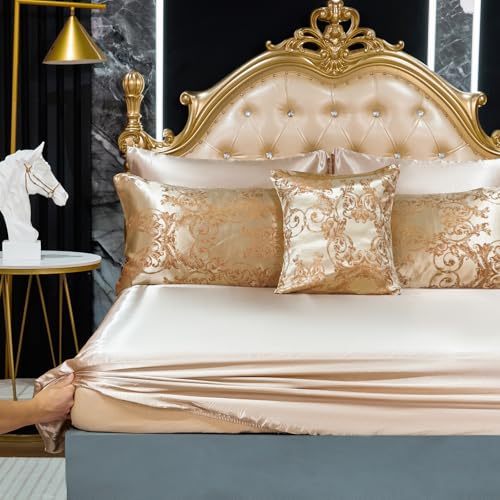 Queen Size 8-Piece Jacquard Comforter Set with Satin Sheets Set – Elegant Coordinated Bedding Collection for Bedroom Bedding_Dreamer