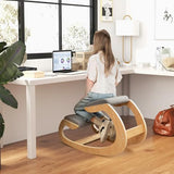Giantex Ergonomic Kneeling Desk Chair, Rocking Knee Chair with Cushion & Solid Wood Frame, Natural Relief for Neck or Back Pain, Posture Chair for Desk, Home, Office, Max Load 330 Lbs (Grey) Giantex