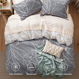 Bedsure Duvet Cover Twin Size - Reversible Botanical Duvet Cover Set with Zipper Closure, 2 Pieces Grey Bedding Set with 8 Corner Ties and 1 Pillow Sham 20"x26" Bedsure