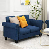 Furinno Bastia Vintage Modern Chesterfield Button Tufted Loveseat/Sofa Couch for Living Room, Navy Velvet Furinno