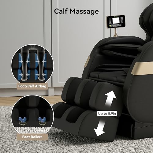 Real Relax Massage Chair Full Body of Dual Core S Track,Zero Gravity Realiner with App Control,Bluetooth,Foot Roller,Home or Office Use,Black and Gold Real Relax