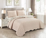 Brilliant Sunshine Rose and Sage Quilt Set, 3-Piece Bedding Sets, Traditional Patchwork Design, Washable and Reversible Bedspread, Soft Lightweight Coverlet, All-Season, Full/Queen, Light Pink Green Brilliant Sunshine