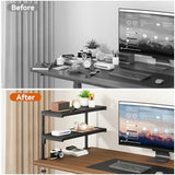 IBUYKE Clamp on Desk Shelf, 22.8” Large Desk Extender Shelves,Tool-Free Flexible Repositioning and Adjustable 2-Tier Storage Shelves for Desktop Accessories Below Desk TMZ010B IBUYKE