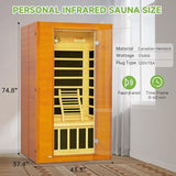 Real Relax Far Infrared Sauna for Home, 1 to 2 Person Indoor Home Sauna with Low Emf Red Light Therapy, Canadian Hemlock Wooden Dry Saunas Room with Bluetooth Speakers, 9-Color Chromotherapy Lights Real Relax