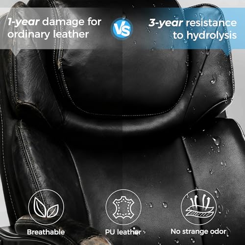 500lbs 3D Kneading Massage Office Chair with FootRest, Big and Tall Ergonomic Reclining Computer Gaming Chair, Padded Linkage Armrests, Heavy Duty Metal Base Executive Office Chair CHAIRKER