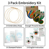 Nuberlic 3 Sets Cute Cat Embroidery Kit for Adults Beginners, Stamped Cross Stitch Starter Kits Include Needlepoint Cloth Hoops Needles Threads and Instruction