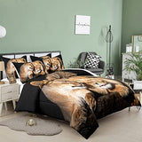 Bodhi Lover Couple Lion Comforter Set King Soft Microfiber Lion Bedding Set King Size Animal Comforter Set with Pillowcases,1 Comforter+2 Pillow Shams #4004 Bodhi