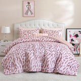 JANZAA Comforter Set Queen Size Beige Leopard Print Bedding Set Chic & Stylish Animal Cheetah Print Cozy Soft 3 Pieces Bedding for Bedroom, 1 Bed Sets(90''x90'') with 2 Pillow Shams(20''x26'') JANZAA
