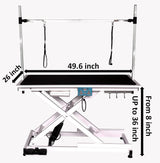 mydearpet Electric Dog Pet Grooming Table for Large Dogs, Heavy Duty X Lift Pet Grooming Table, Height Adjustable with Double Arms and Non-Slip Rubber Tabletop, 50''/White mydearpet