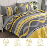 Anibedding Yellow Comforter Set King Size,8 Pieces Bed in a Bag Patchwork Striped Bedding Sets,Boho Soft Microfiber Bedding Set for All Season(104"×90") Anibedding