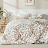 Exclusivo Mezcla Fleece King Comforter Set, Soft Fluffy Warm 3D Boho Comforters King Size, Luxury 3-Pieces Reversible Fuzzy Bedding Sets for Winter with 2 Pillow Shams, Camel Exclusivo Mezcla
