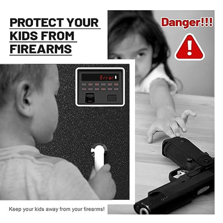 EMAXEE 7-8 Biometric Gun Safe Rifle, Large Gun Safes for Home Rifle and Pistols with Upgraded Control Panel and LED Light, Quick Access Fingerprint Gun Cabinet with Removable Shelf and Gun Racks EMAXEE