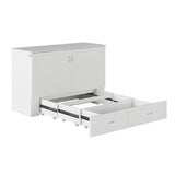 AFI Hamilton Queen Murphy Bed Chest with Mattress, Storage, and Built-in Charger in White AFI