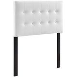 Modway Emily Tufted Button Faux Leather Upholstered Twin Headboard in White Modway