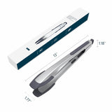 KITCHENDAO Tongs for Cooking with Silicone Tips 12 Inch, One-handed for Convenience, Soft-touch Handle, Silicone Tipped Stainless Steel Kitchen Food Grill BBQ Tongs for Non-stick Cookware Air Fryer KITCHENDAO