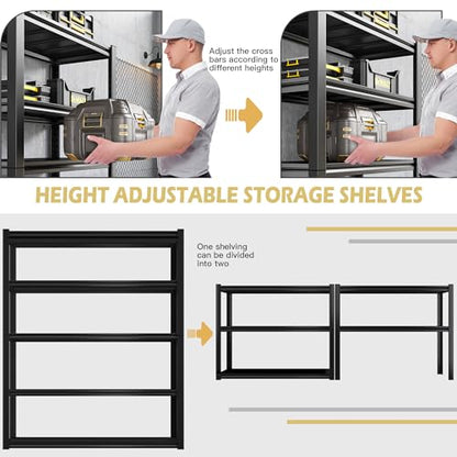 REIBII Garage Storage Shelves Heavy Duty Garage Shelving 72" Adjustable Metal Shelves for Storage 5-Tier Garage Shelves Heavy Duty 2050LBS Basement Kitchen Pantry Shelving Utility Shelves, 3  - WoodArtSupply