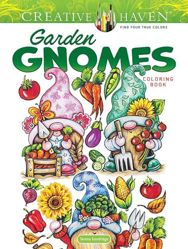 Creative Haven Garden Gnomes Coloring Book (Adult Coloring Books: Fantasy) WoodArtSupply
