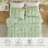Amélie Home Sage Green Bubble Comforter Set King Size, 3 Pieces Ultra Soft Cozy Bedding Set for All Seasons, Farmhouse Luxury Gift for Women Home Decor Amélie Home