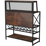 Industrial Rustic Brown Wine Rack and Home Bar Table with Glass Holder by VEVOR VEVOR