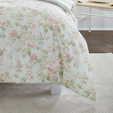 Laura Ashley Home - King Comforter Set, Reversible Cotton Bedding, Includes Matching Shams with Bonus Euro Shams & Throw Pillows (Madelynn Pastel Blue, King) Laura Ashley
