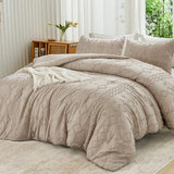 Andency Queen Comforter Set Khaki, 3 Pieces Boho Tufted Lightweight Fall Bedding Comforter Set for Queen Bed, Soft Fluffy Bed Comforter Tan (90x90In Comforter & 2 Pillowcases) Andency