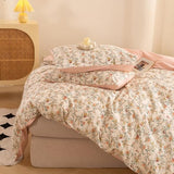 ECOCOTT Reversible Floral Duvet Cover Queen Size – 3 Piece 100% Washed Cotton Bedding Set, Soft Breathable Comforter Cover with Zipper Closure & Corner Ties ECOCOTT