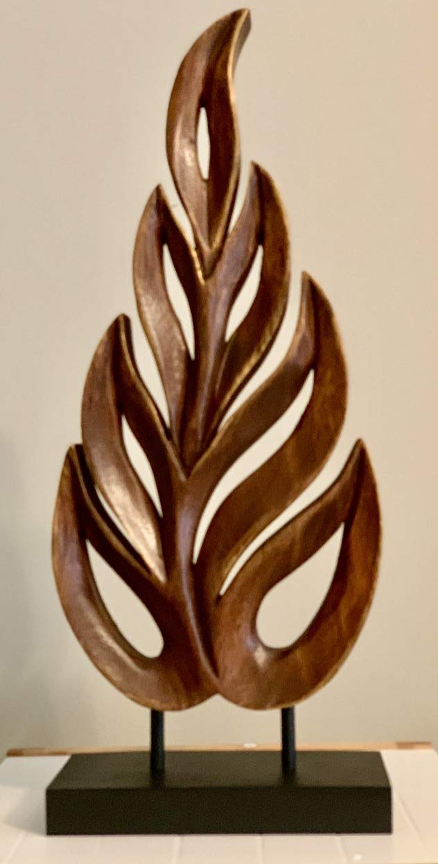 Decozen Handcrafted Solid Wood Leaf Sculpture from Daughter, Son, Husband - Ideal for Home, Mantel, Fireplace, and Foyer Decor - Tabletop Accent