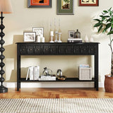 Giantex 60" Entryway Table, Long Narrow Console Table with 4 Drawers and Open Storage Shelf, Modern Slim Entry Tables, Farmhouse Wooden Sofa Tables with Anti-Tip Kit for Living Room, Hallway (Black) Giantex