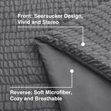 Love's cabin Seersucker Dark Grey Full Comforter Set, 7-Piece All Season Lightweight Bed in a Bag Bedding Set with Comforter, Flat Sheet, Fitted Sheet, Pillowcases and Shams Love's cabin