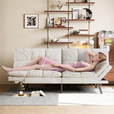 Opoiar 71" L Covertible Futon Sofa Bed,Faux Leather Futon Couch, Memory Foam Modern Loveseat Sleeper, Small Splitback Sofa Couches for Living Room,RV,Home Office,Apartment,White Opoiar