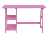 Convenience Concepts Designs2Go Trestle Desk with Shelves, 47", Pink Convenience Concepts