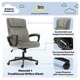 Serta Hannah Executive Home Office Desk Chair, Ergonomic Mid-Back with Lumbar Support, Firm Seat Cushion, Layered Body Pillows, Padded Armrests, Swivel Base, Easy Assembly, Microfiber, Black/Grey Serta