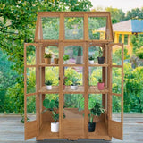 MCombo Wooden Greenhouse, Outdoor Greenhouse with Adjustable Roof Vent and 8 Lockable Door for Backyard/Outdoor Use, (48" x 38.8" x 83.9") 0851 MCombo