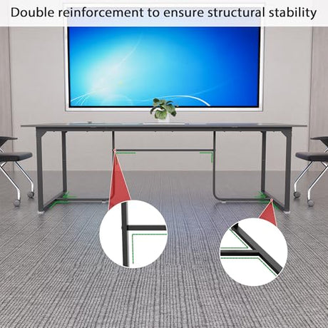 Zethvax 8FT Conference Table,Conference Room Table with Grommet,Stable Structure,Adjustable Foot Pads,Large Seminar Table for Office Meeting 94.4 L x 47.2 W x30.7 H (Gray) Zethvax