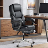 Furmax Executive Office Chair with Foot Rest Big and Tall Office Chair Ergonomic Home Office Desk Chairs Reclining High Back Leather Chair with Lumbar Support, 400LBS (Black) Furmax