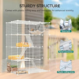 YITAHOME 4-Tier Large Cat Cage, Indoor Enclosure Metal Wire Kennels DIY Cat Playpen with Large Hammock for 1-3 Cats White YITAHOME